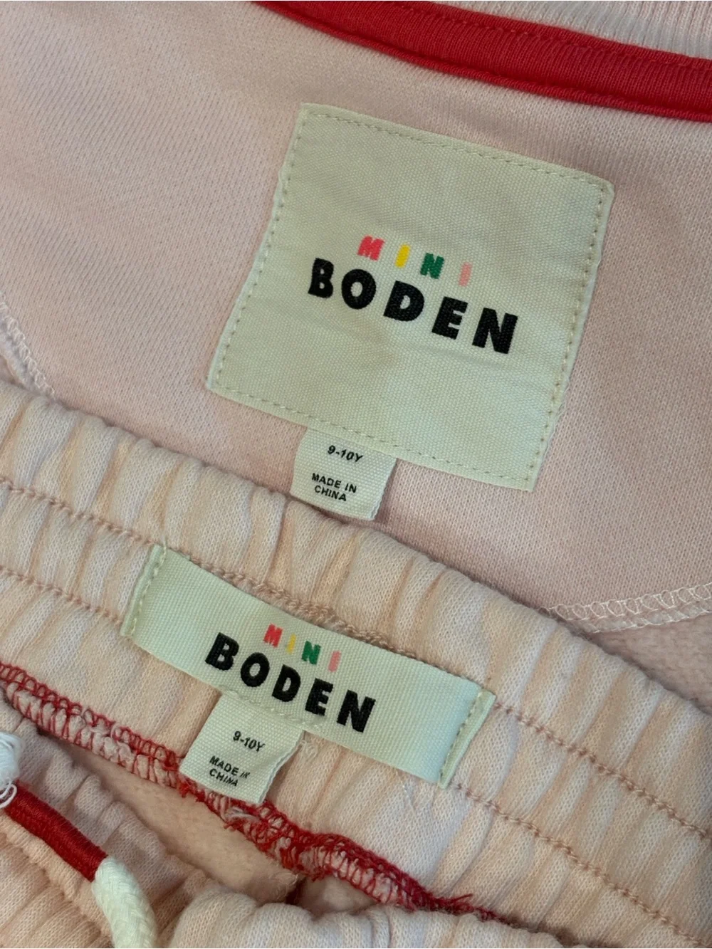 Mini Boden Girls' Pink Heart Sweatshirt & Joggers Set